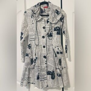 Black and White Newspaper Print Coat